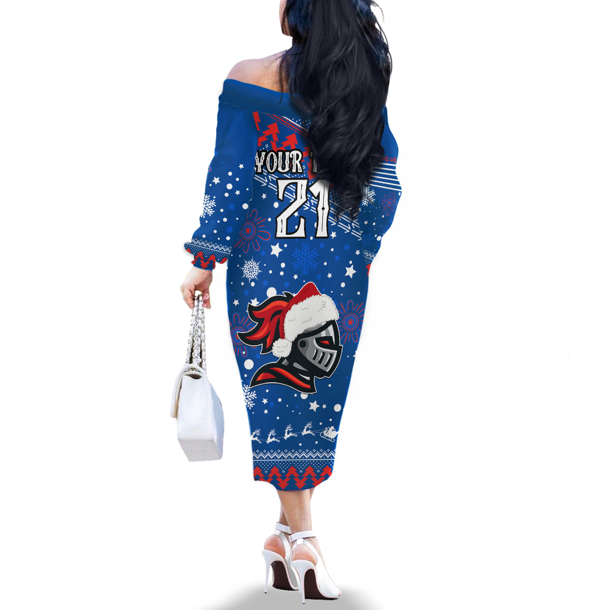 custom-knights-rugby-family-matching-off-shoulder-long-sleeve-dress-and-hawaiian-shirt-chirstmas-vibe-2023