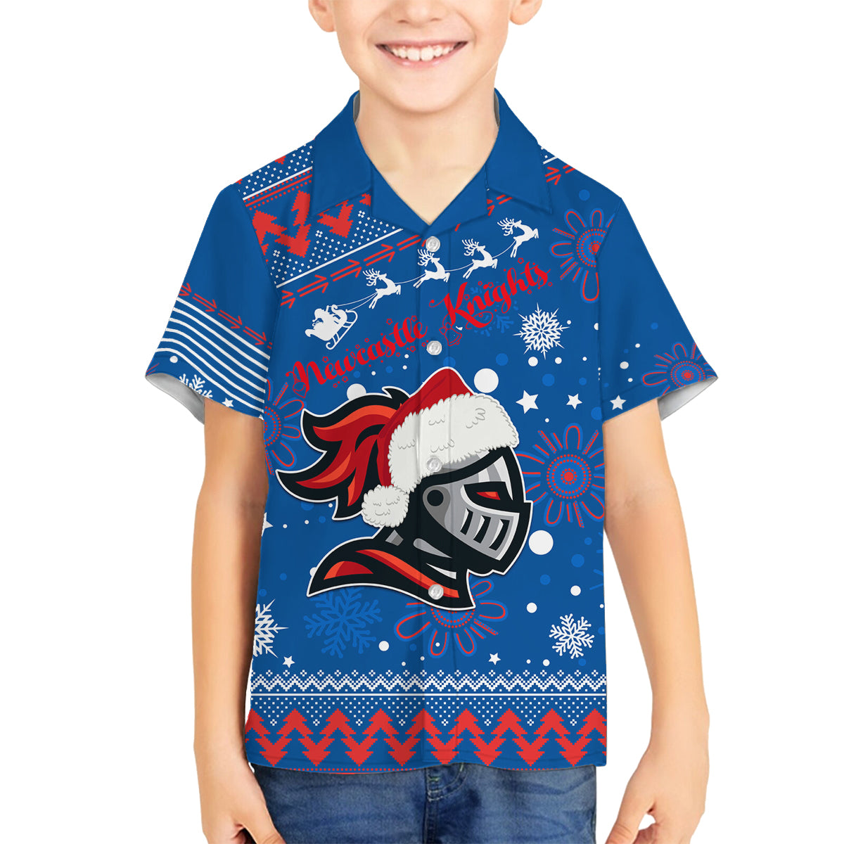 custom-knights-rugby-family-matching-off-shoulder-long-sleeve-dress-and-hawaiian-shirt-chirstmas-vibe-2023