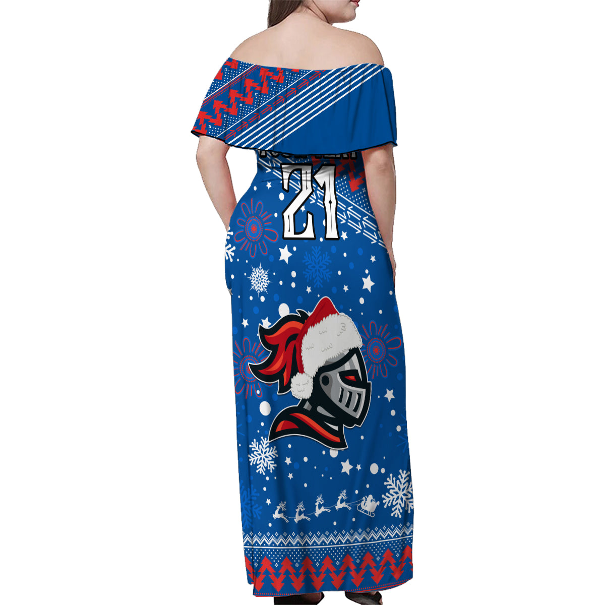 custom-knights-rugby-family-matching-off-shoulder-maxi-dress-and-hawaiian-shirt-chirstmas-vibe-2023