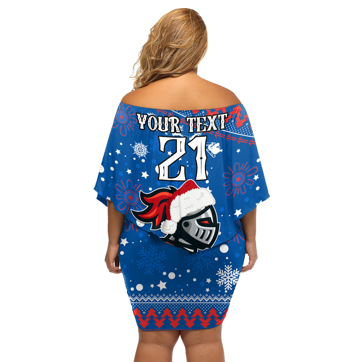 custom-knights-rugby-family-matching-off-shoulder-short-dress-and-hawaiian-shirt-chirstmas-vibe-2023