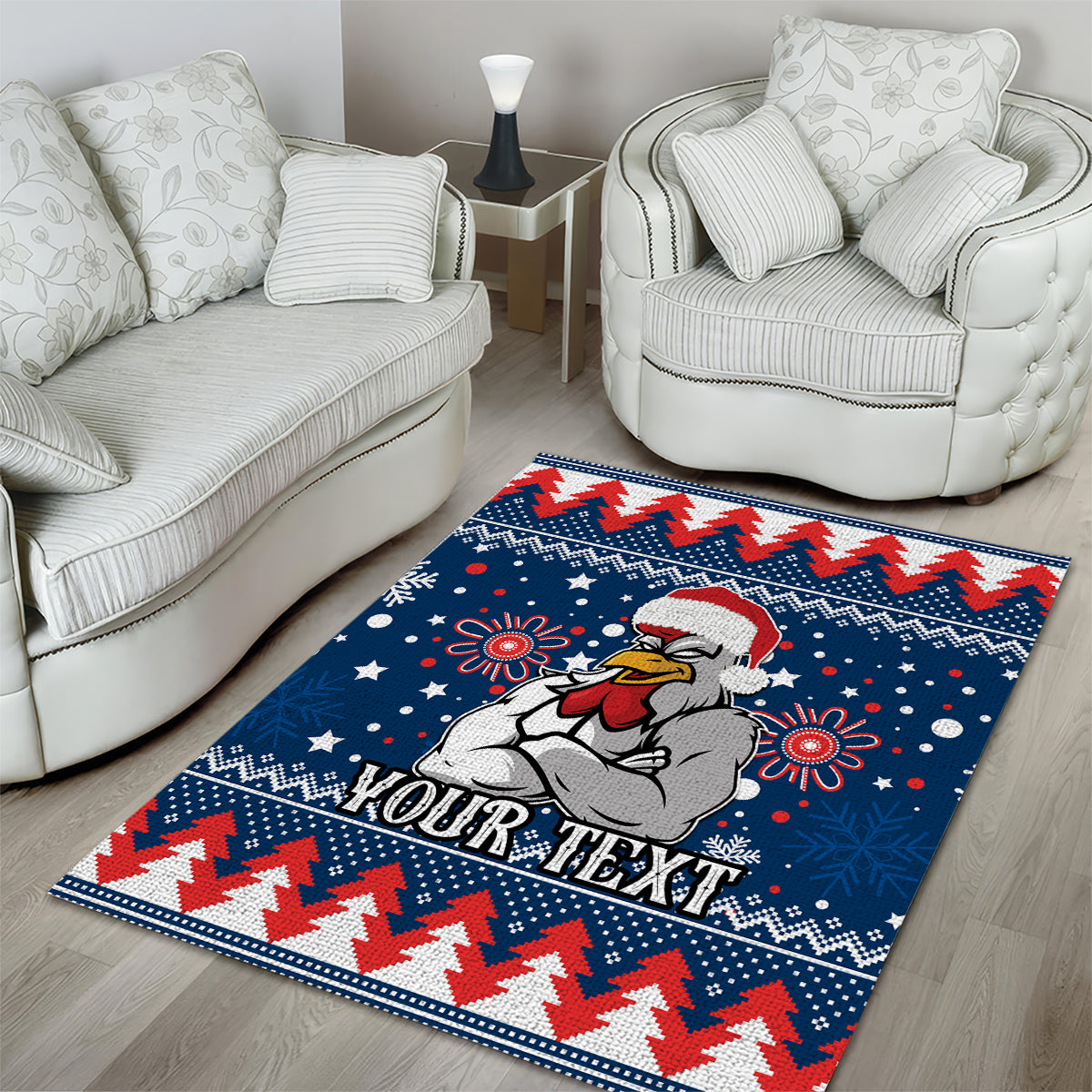 Custom Roosters Rugby Area Rug Chirstmas Vibe 2023 - Vibe Hoodie Shop