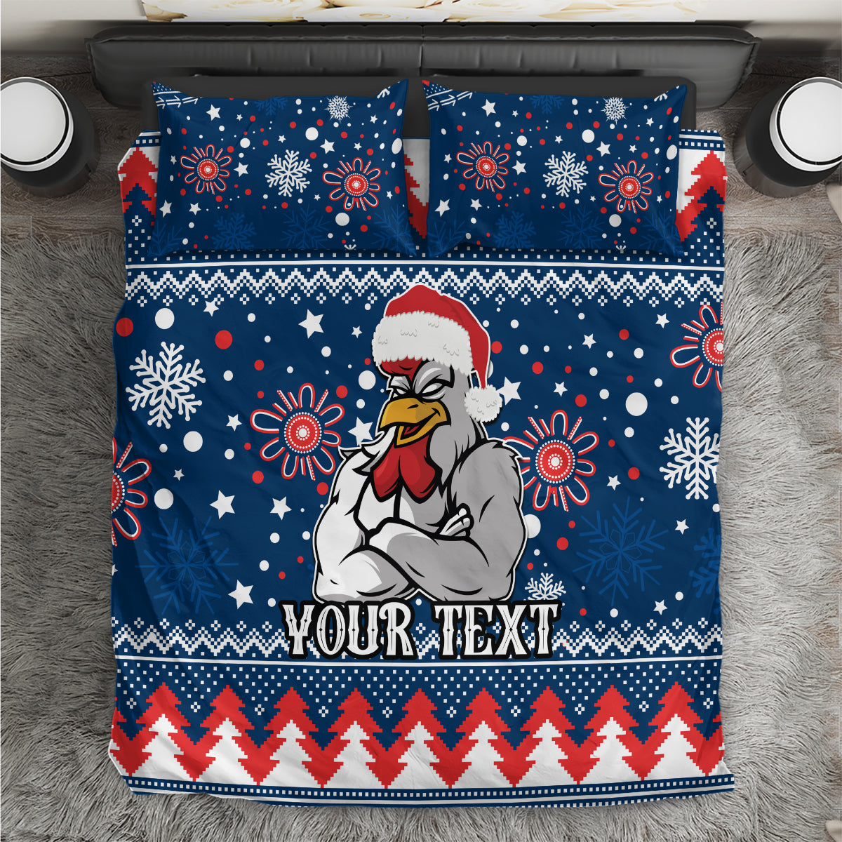 Custom Roosters Rugby Bedding Set Chirstmas Vibe 2023 - Vibe Hoodie Shop