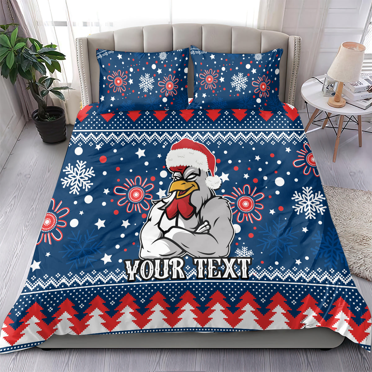 Custom Roosters Rugby Bedding Set Chirstmas Vibe 2023 - Vibe Hoodie Shop