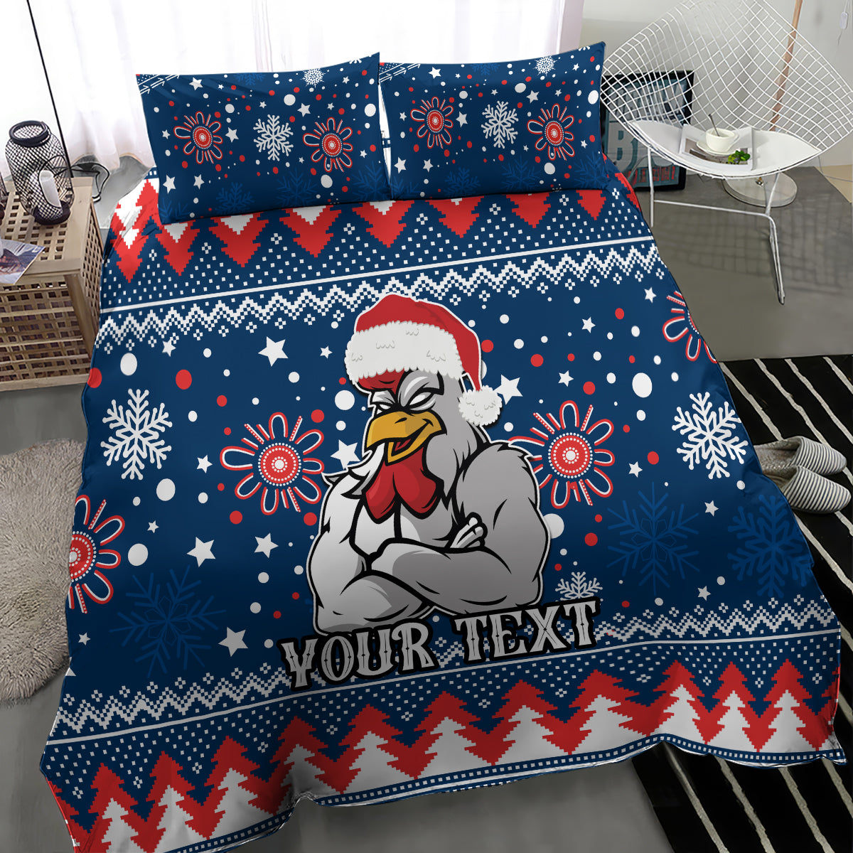 Custom Roosters Rugby Bedding Set Chirstmas Vibe 2023 - Vibe Hoodie Shop