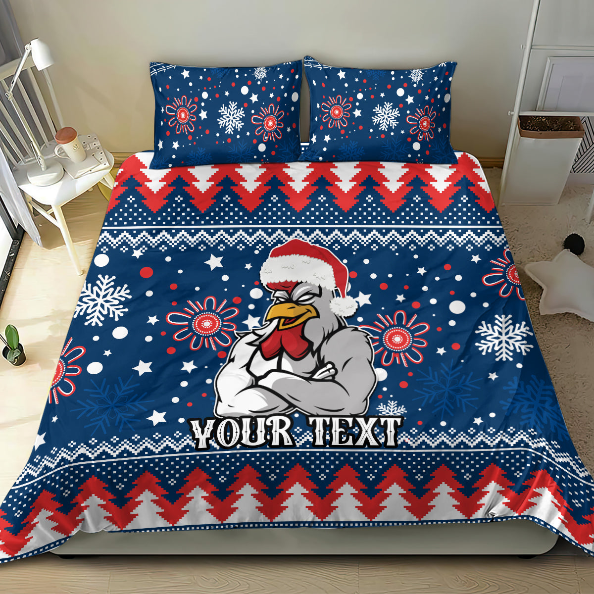 Custom Roosters Rugby Bedding Set Chirstmas Vibe 2023 - Vibe Hoodie Shop