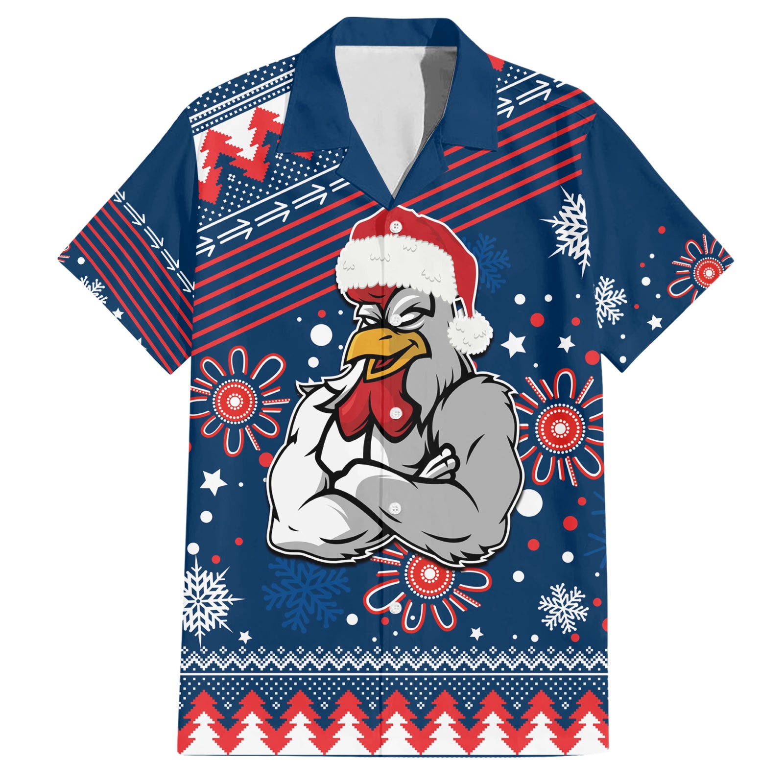 Custom Roosters Rugby Hawaiian Shirt Chirstmas Vibe 2023 - Vibe Hoodie Shop