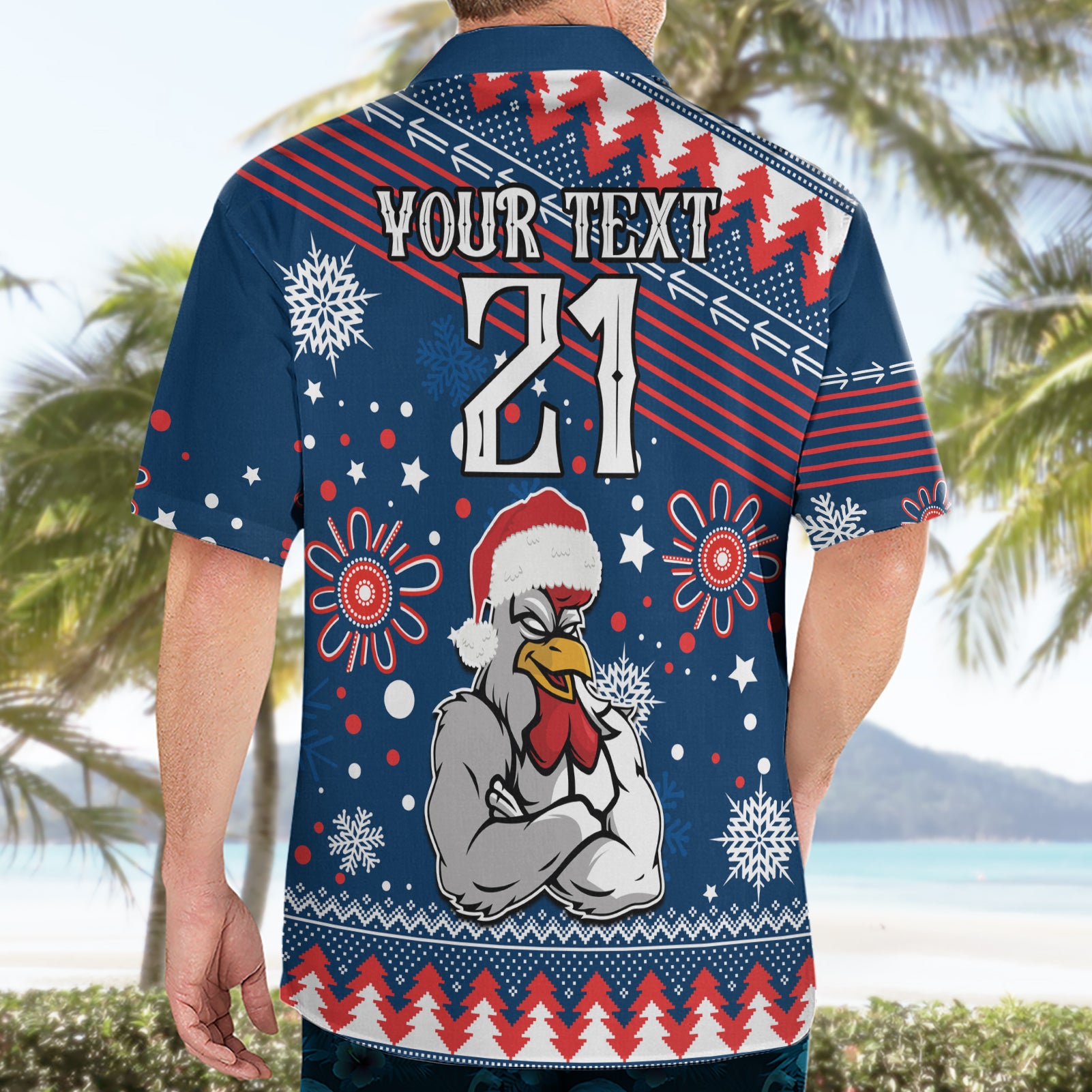 Custom Roosters Rugby Hawaiian Shirt Chirstmas Vibe 2023 - Vibe Hoodie Shop