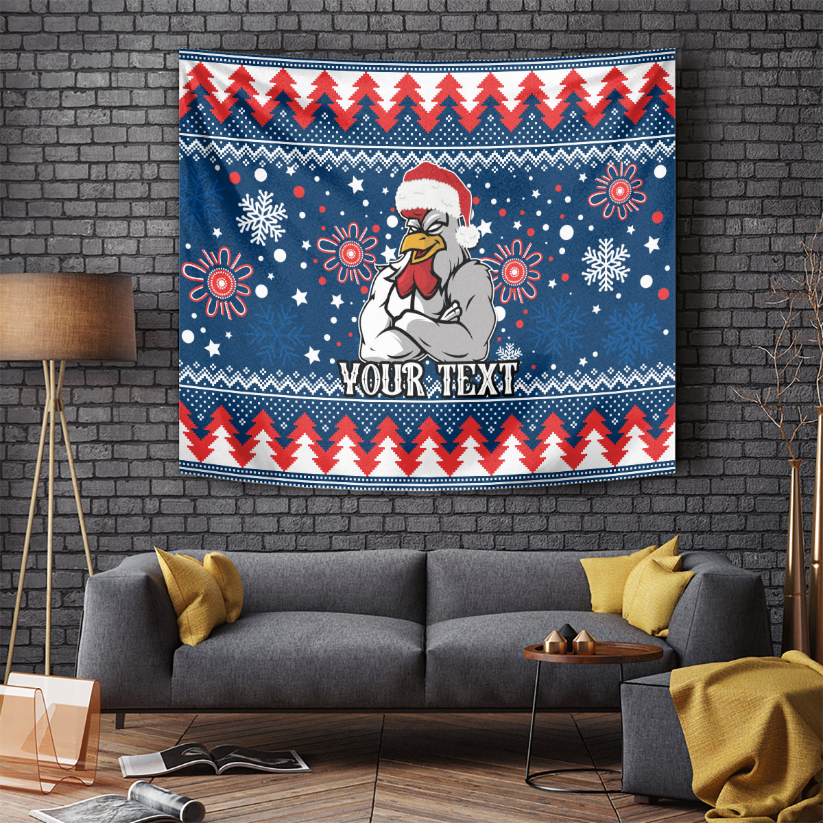 Custom Roosters Rugby Tapestry Chirstmas Vibe 2023 - Vibe Hoodie Shop