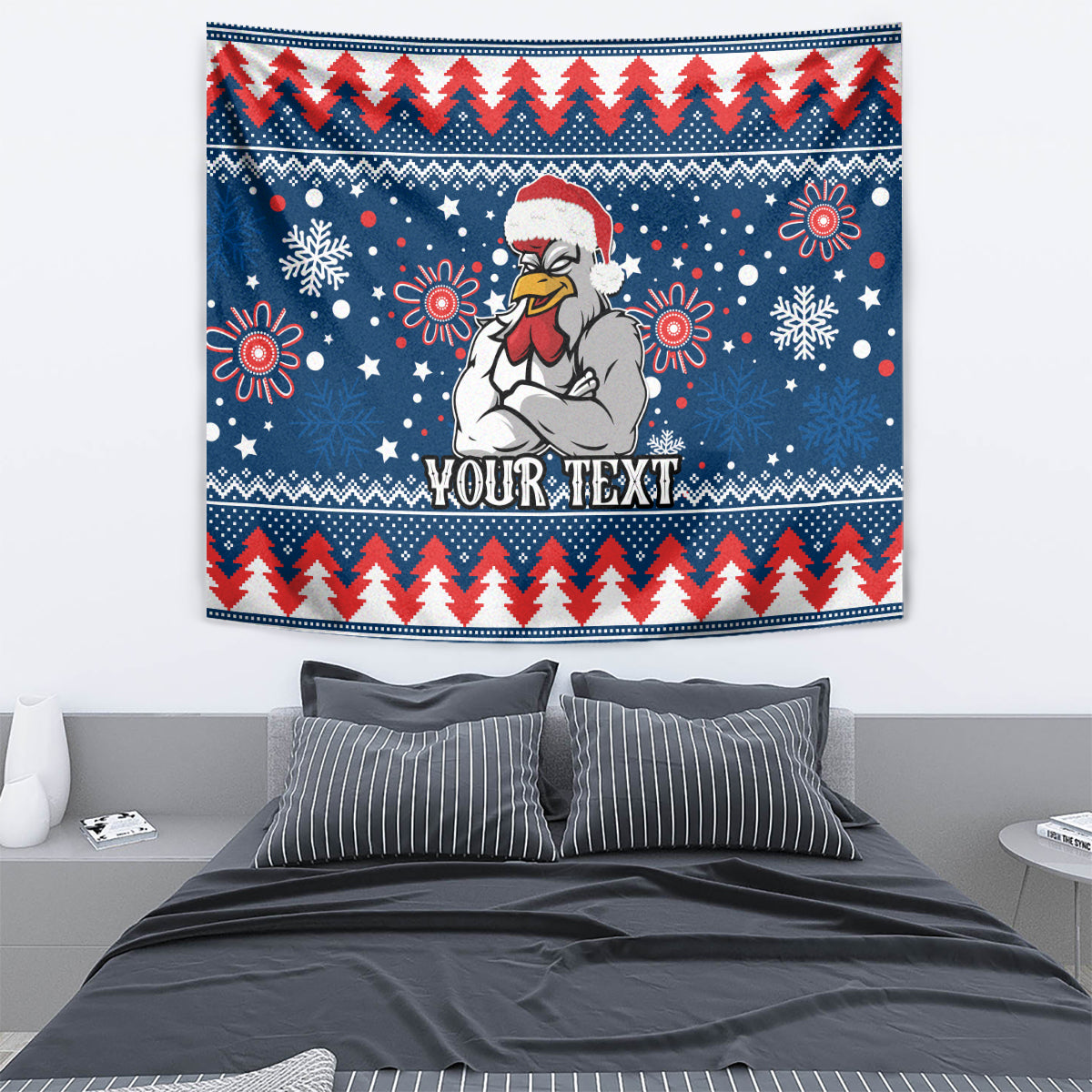 Custom Roosters Rugby Tapestry Chirstmas Vibe 2023 - Vibe Hoodie Shop