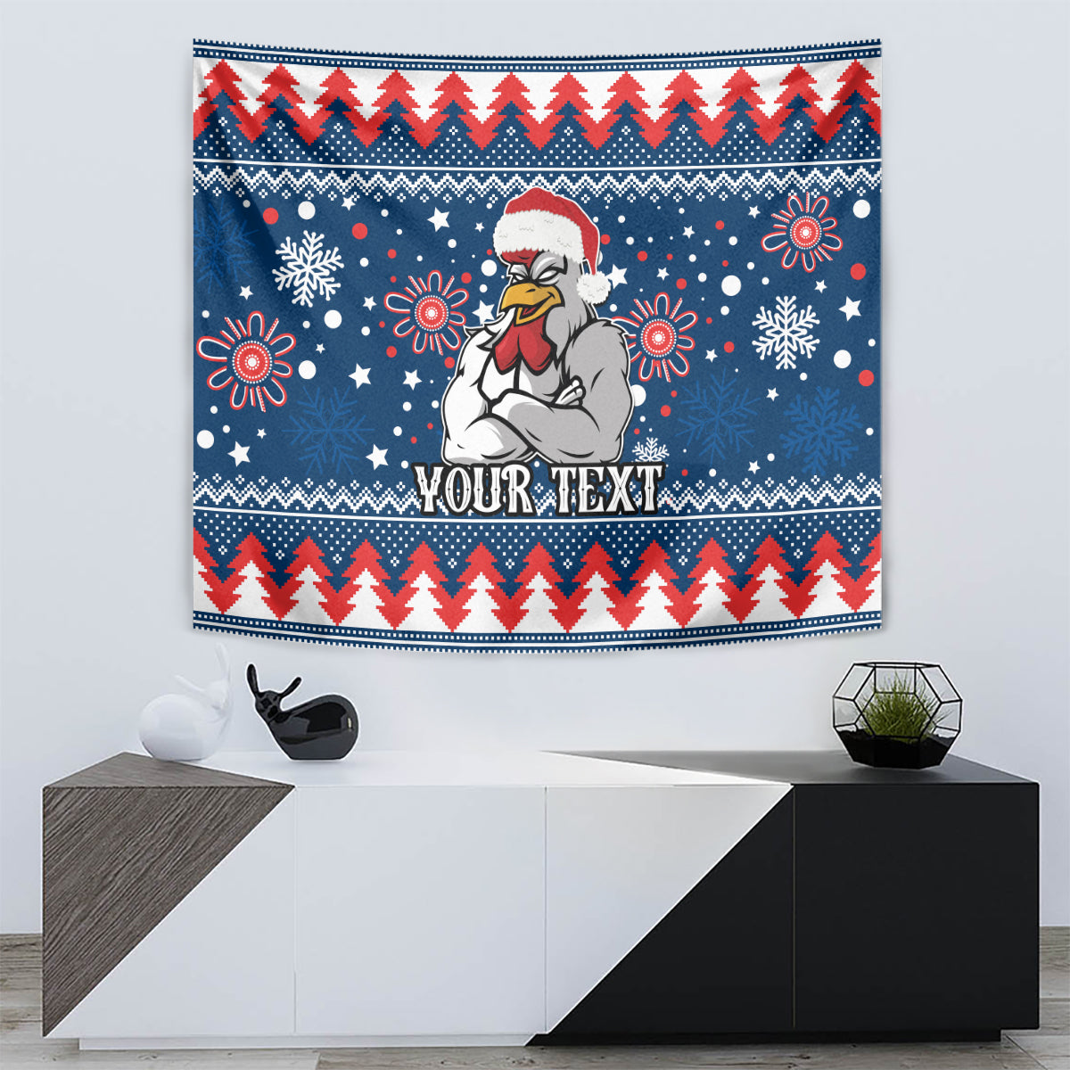 Custom Roosters Rugby Tapestry Chirstmas Vibe 2023 - Vibe Hoodie Shop