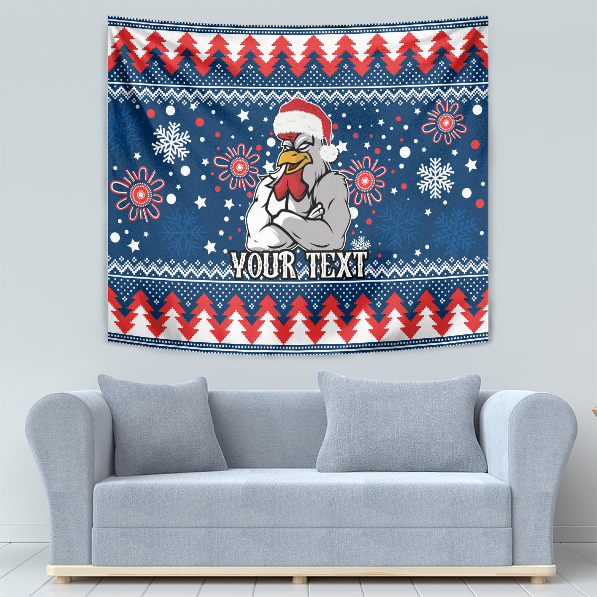 Custom Roosters Rugby Tapestry Chirstmas Vibe 2023 - Vibe Hoodie Shop