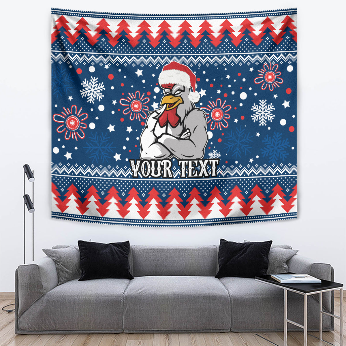 Custom Roosters Rugby Tapestry Chirstmas Vibe 2023 - Vibe Hoodie Shop