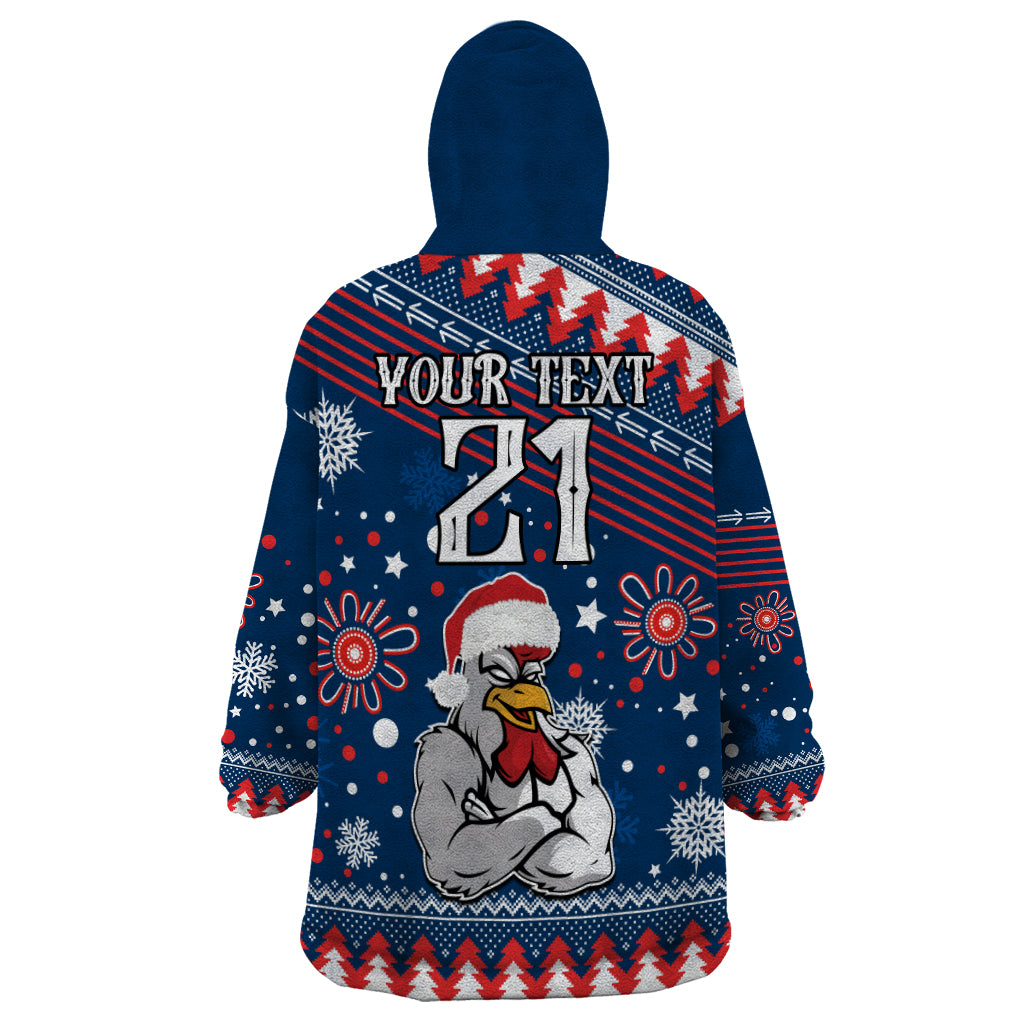 Custom Roosters Rugby Wearable Blanket Hoodie Chirstmas Vibe 2023 - Vibe Hoodie Shop