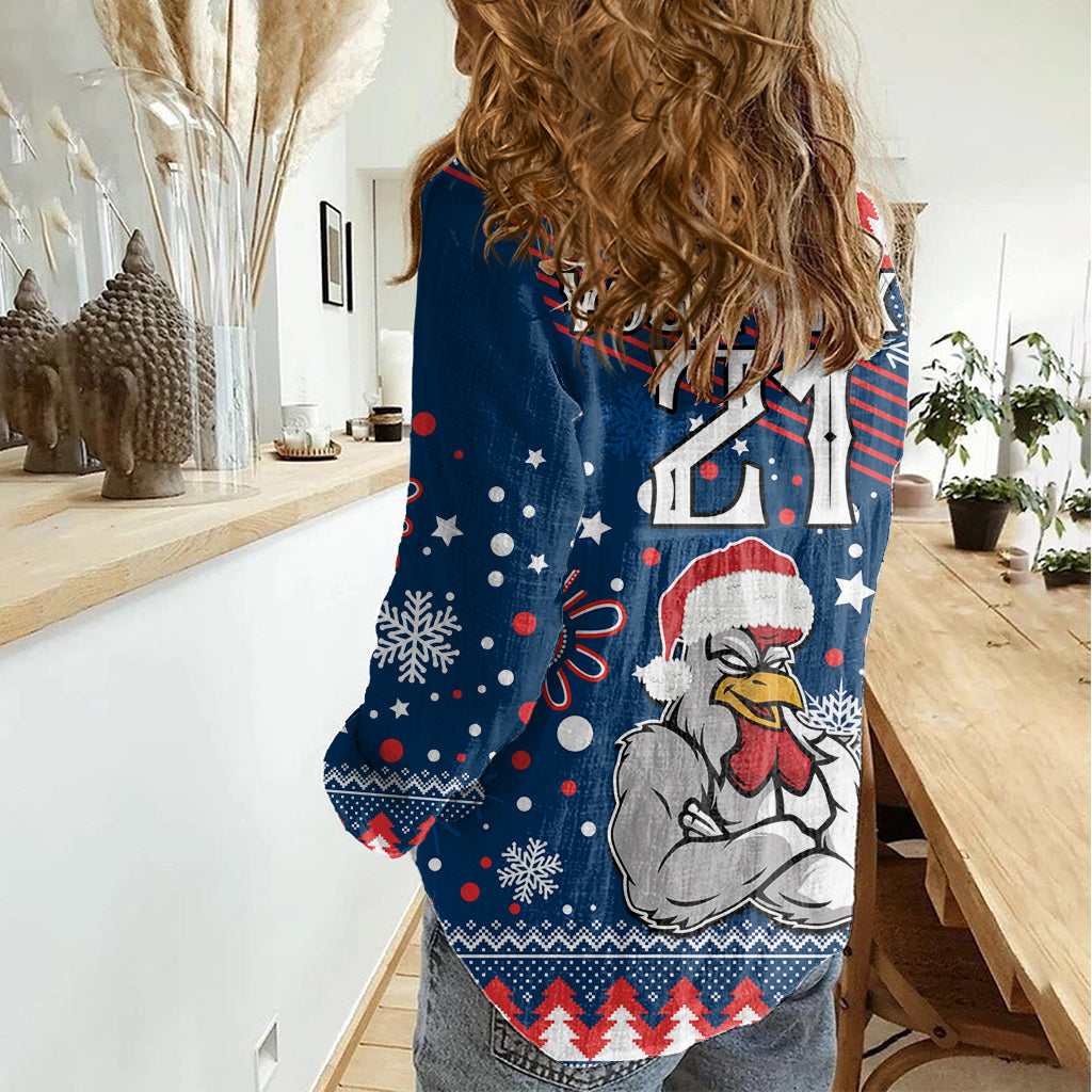 Custom Roosters Rugby Women Casual Shirt Chirstmas Vibe 2023 - Vibe Hoodie Shop