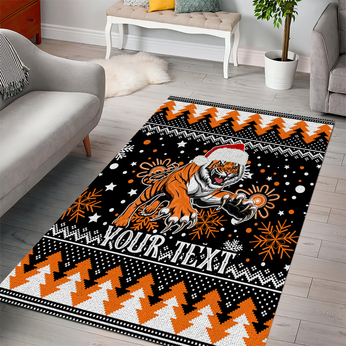 Custom Tigers Rugby Area Rug Chirstmas Vibe 2023 - Vibe Hoodie Shop