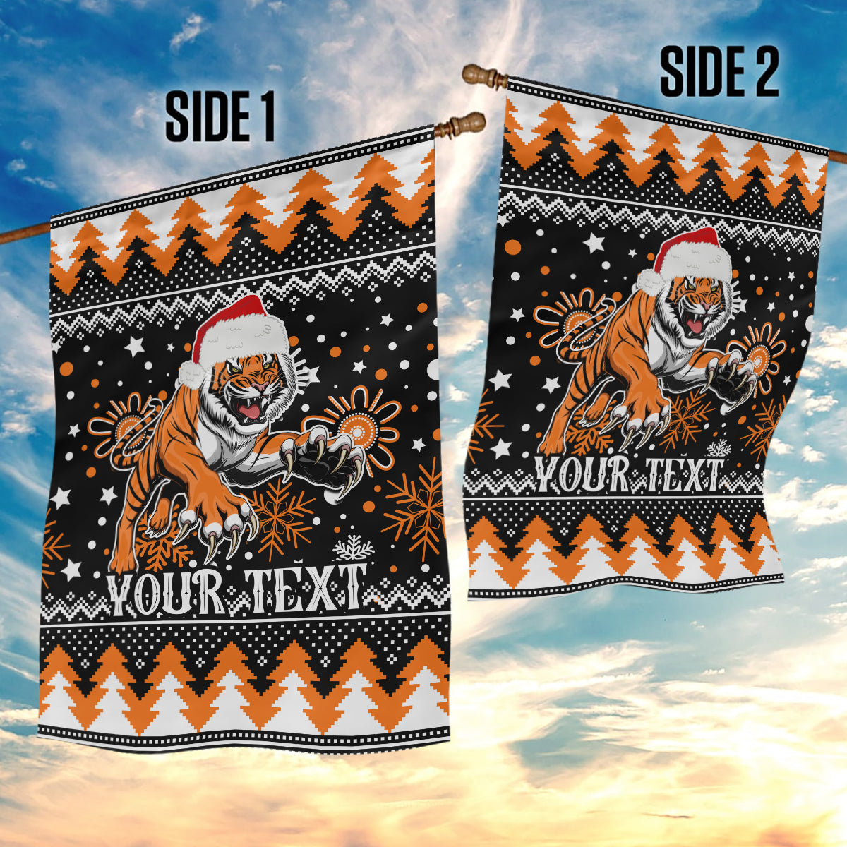 Custom Tigers Rugby Garden Flag Chirstmas Vibe 2023 - Vibe Hoodie Shop