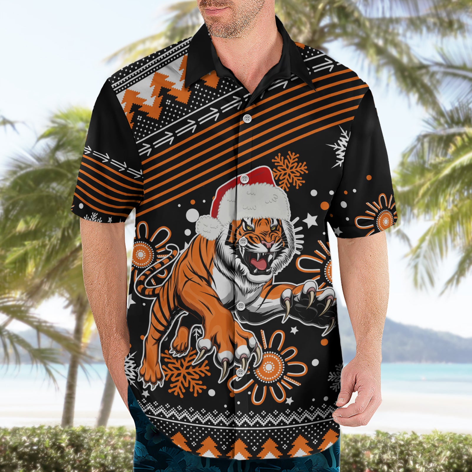 Custom Tigers Rugby Hawaiian Shirt Chirstmas Vibe 2023 - Vibe Hoodie Shop