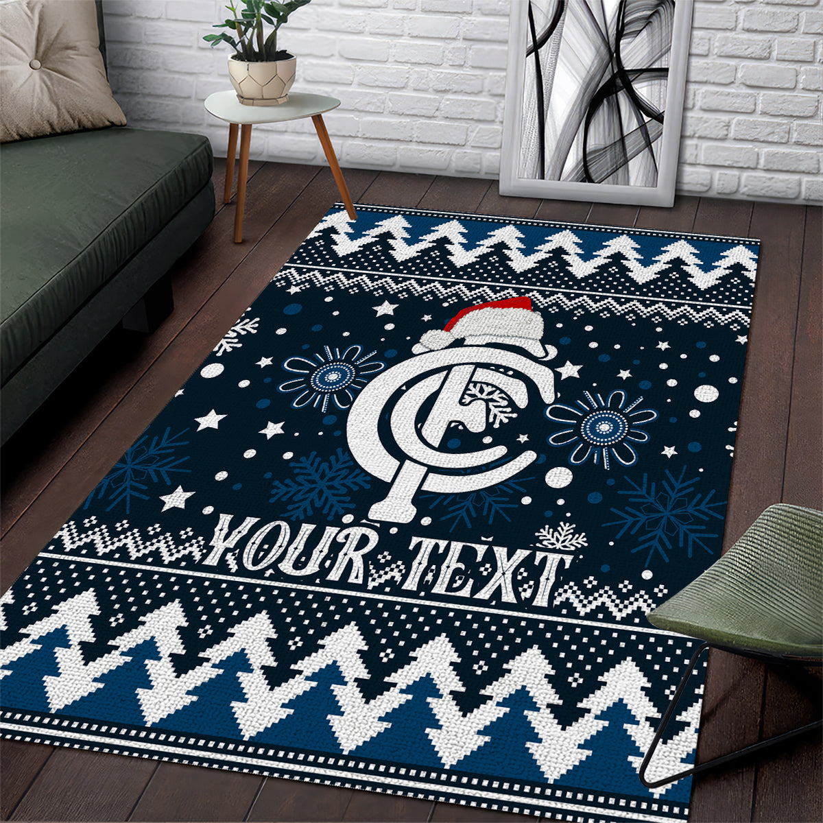 Custom Carlton Blues Football Area Rug Christmas Vibe 2023 - Vibe Hoodie Shop