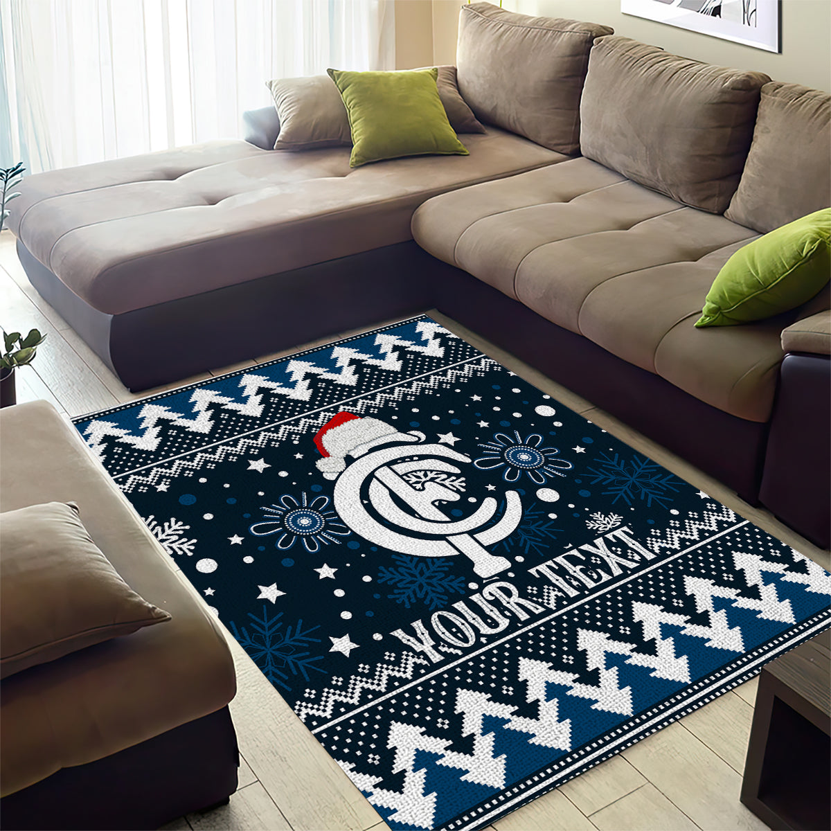 Custom Carlton Blues Football Area Rug Christmas Vibe 2023 - Vibe Hoodie Shop