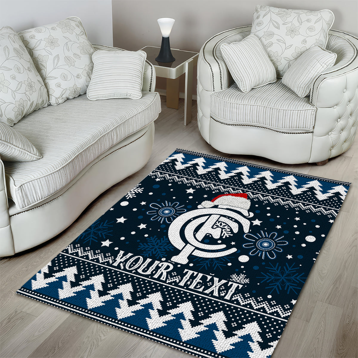 Custom Carlton Blues Football Area Rug Christmas Vibe 2023 - Vibe Hoodie Shop