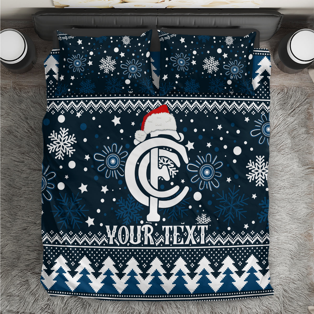 Custom Carlton Blues Football Bedding Set Christmas Vibe 2023 - Vibe Hoodie Shop