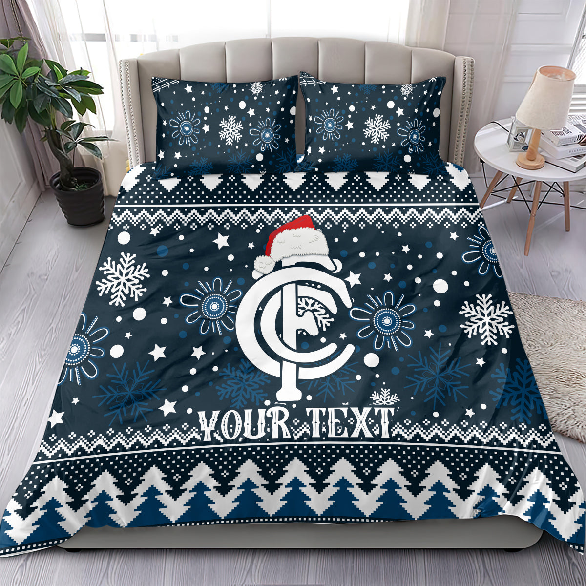 Custom Carlton Blues Football Bedding Set Christmas Vibe 2023 - Vibe Hoodie Shop