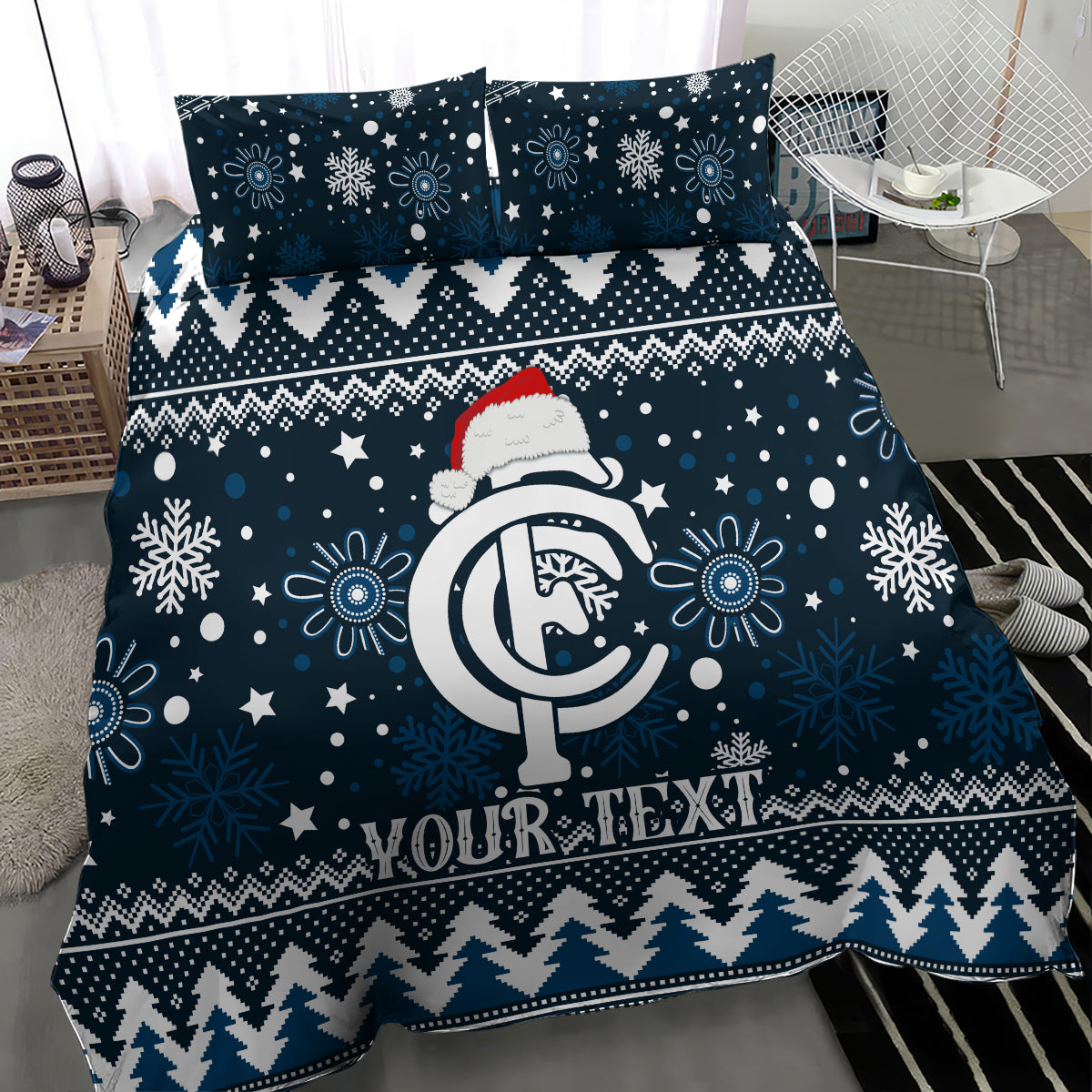 Custom Carlton Blues Football Bedding Set Christmas Vibe 2023 - Vibe Hoodie Shop