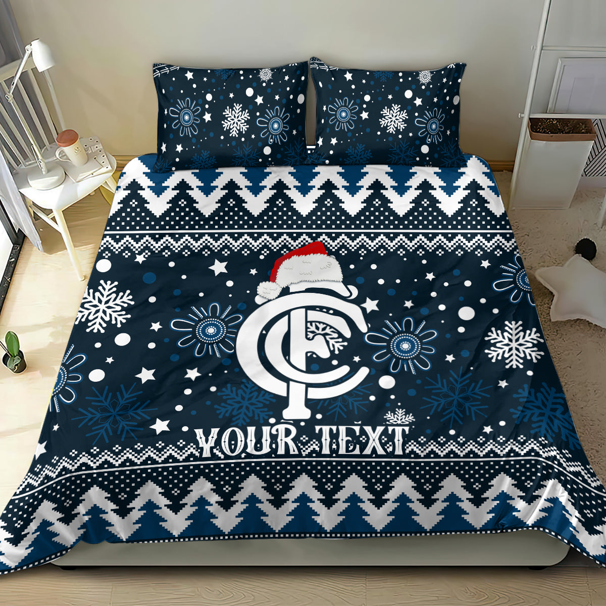 Custom Carlton Blues Football Bedding Set Christmas Vibe 2023 - Vibe Hoodie Shop