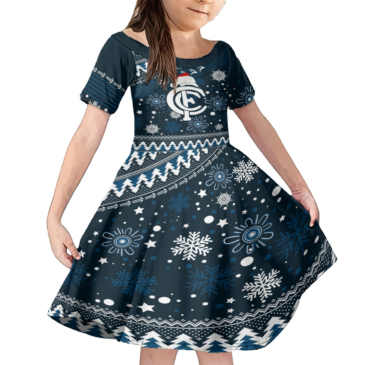 custom-carlton-blues-football-family-matching-long-sleeve-bodycon-dress-and-hawaiian-shirt-christmas-vibe-2023