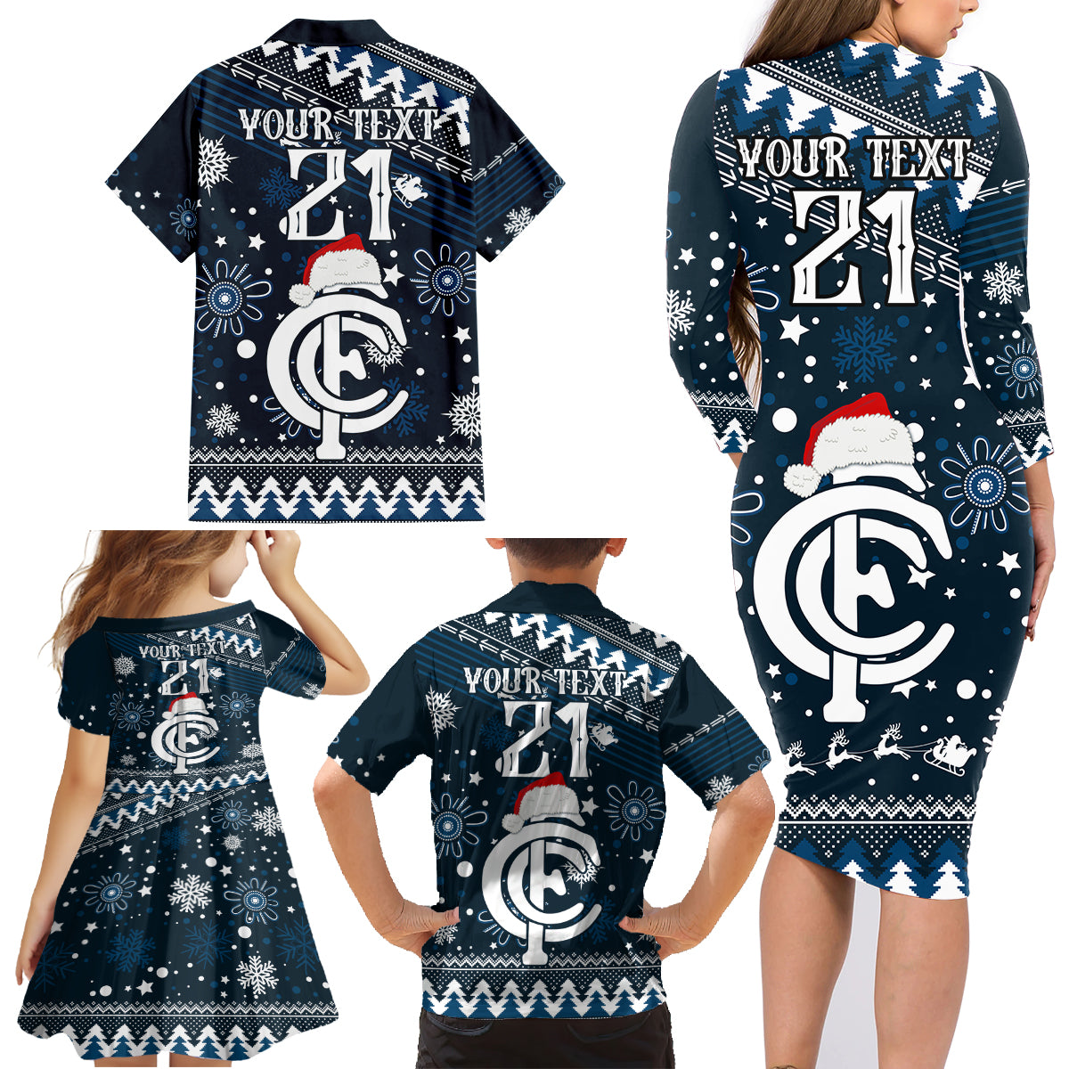 custom-carlton-blues-football-family-matching-long-sleeve-bodycon-dress-and-hawaiian-shirt-christmas-vibe-2023