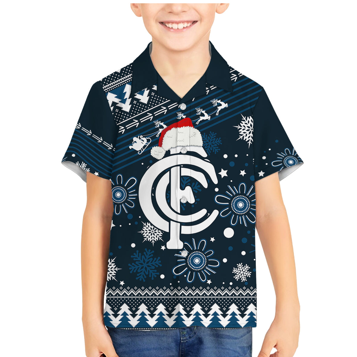 custom-carlton-blues-football-family-matching-mermaid-dress-and-hawaiian-shirt-christmas-vibe-2023