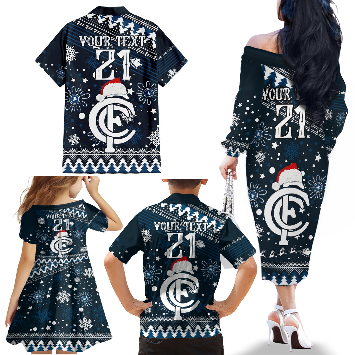 custom-carlton-blues-football-family-matching-off-shoulder-long-sleeve-dress-and-hawaiian-shirt-christmas-vibe-2023