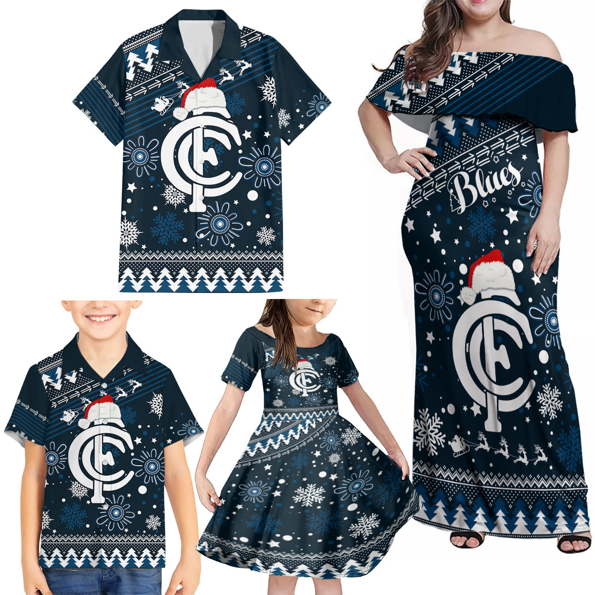 custom-carlton-blues-football-family-matching-off-shoulder-maxi-dress-and-hawaiian-shirt-christmas-vibe-2023