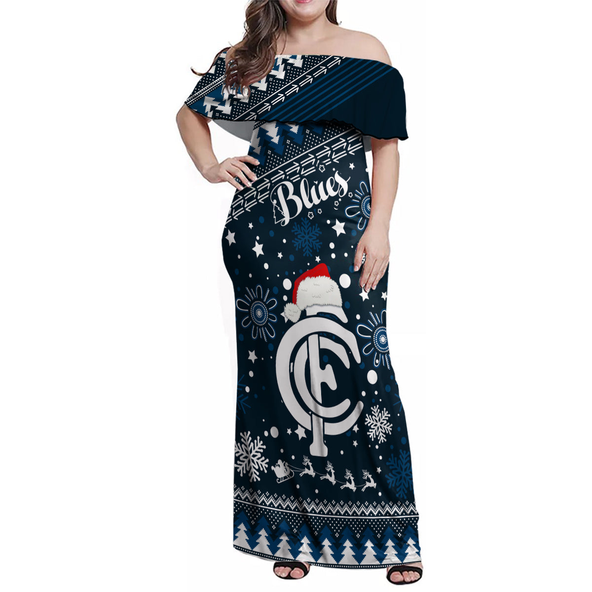 custom-carlton-blues-football-family-matching-off-shoulder-maxi-dress-and-hawaiian-shirt-christmas-vibe-2023