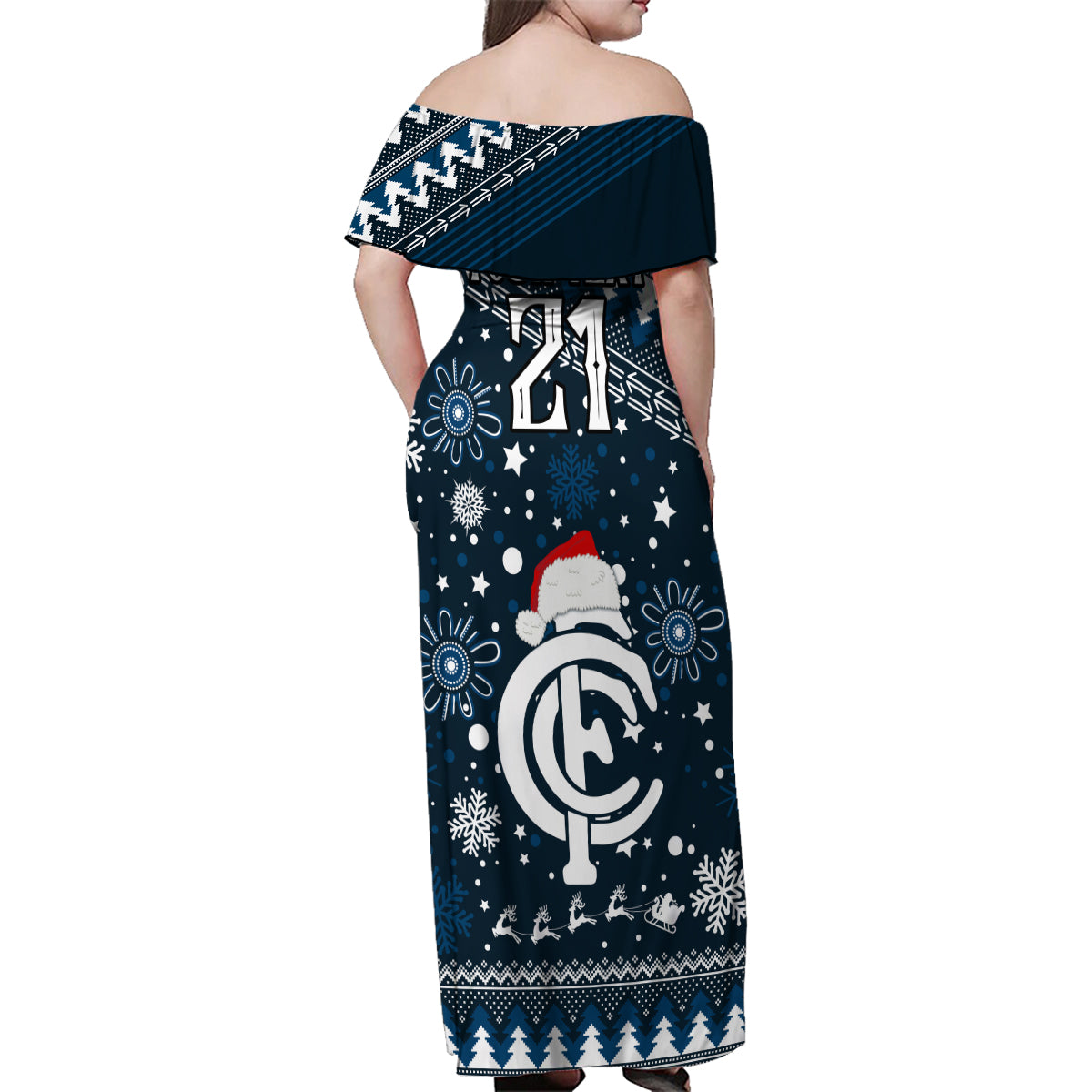 custom-carlton-blues-football-family-matching-off-shoulder-maxi-dress-and-hawaiian-shirt-christmas-vibe-2023