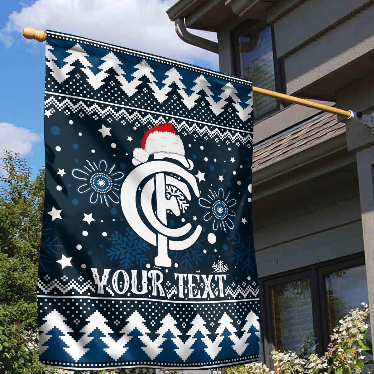 Custom Carlton Blues Football Garden Flag Christmas Vibe 2023 - Vibe Hoodie Shop