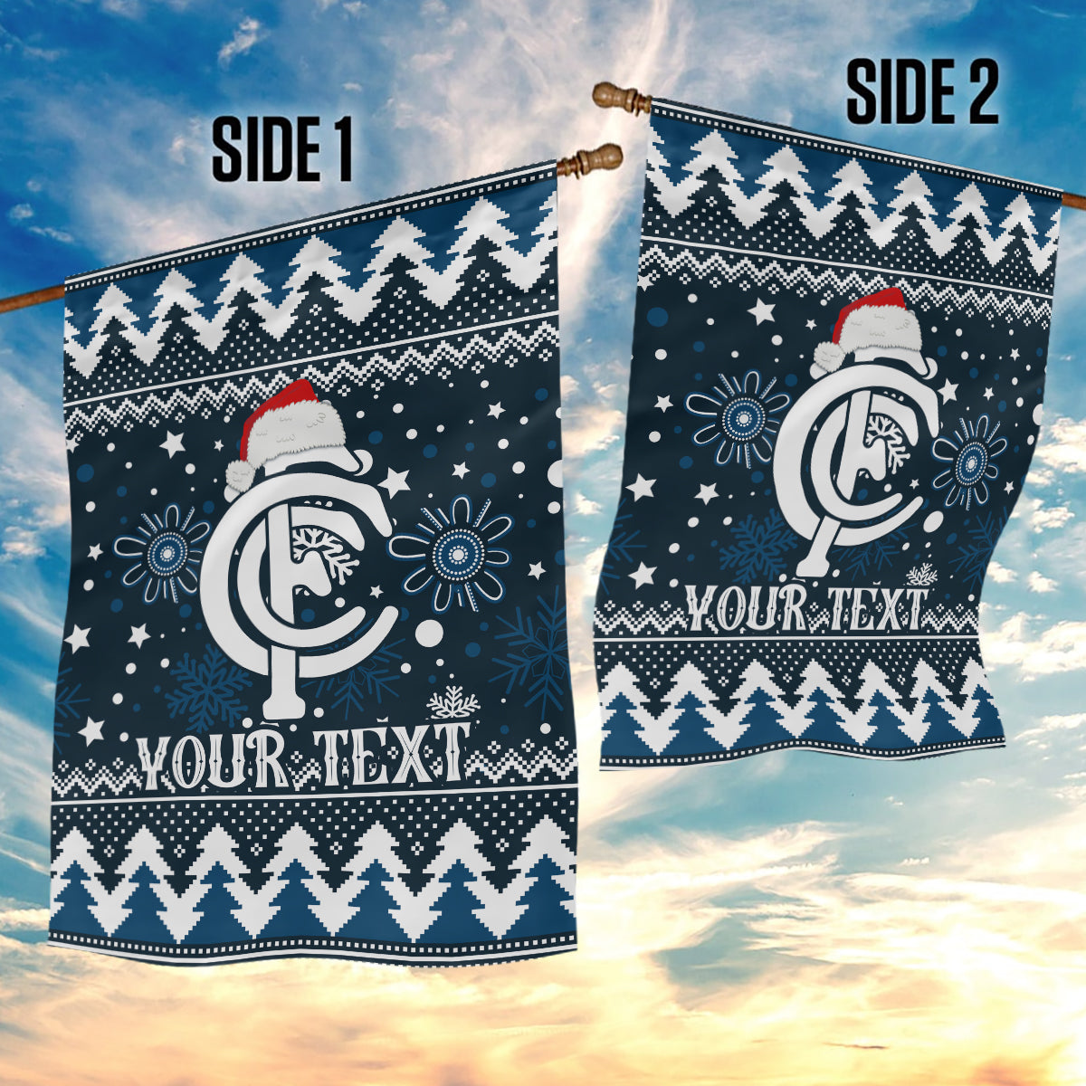 Custom Carlton Blues Football Garden Flag Christmas Vibe 2023 - Vibe Hoodie Shop