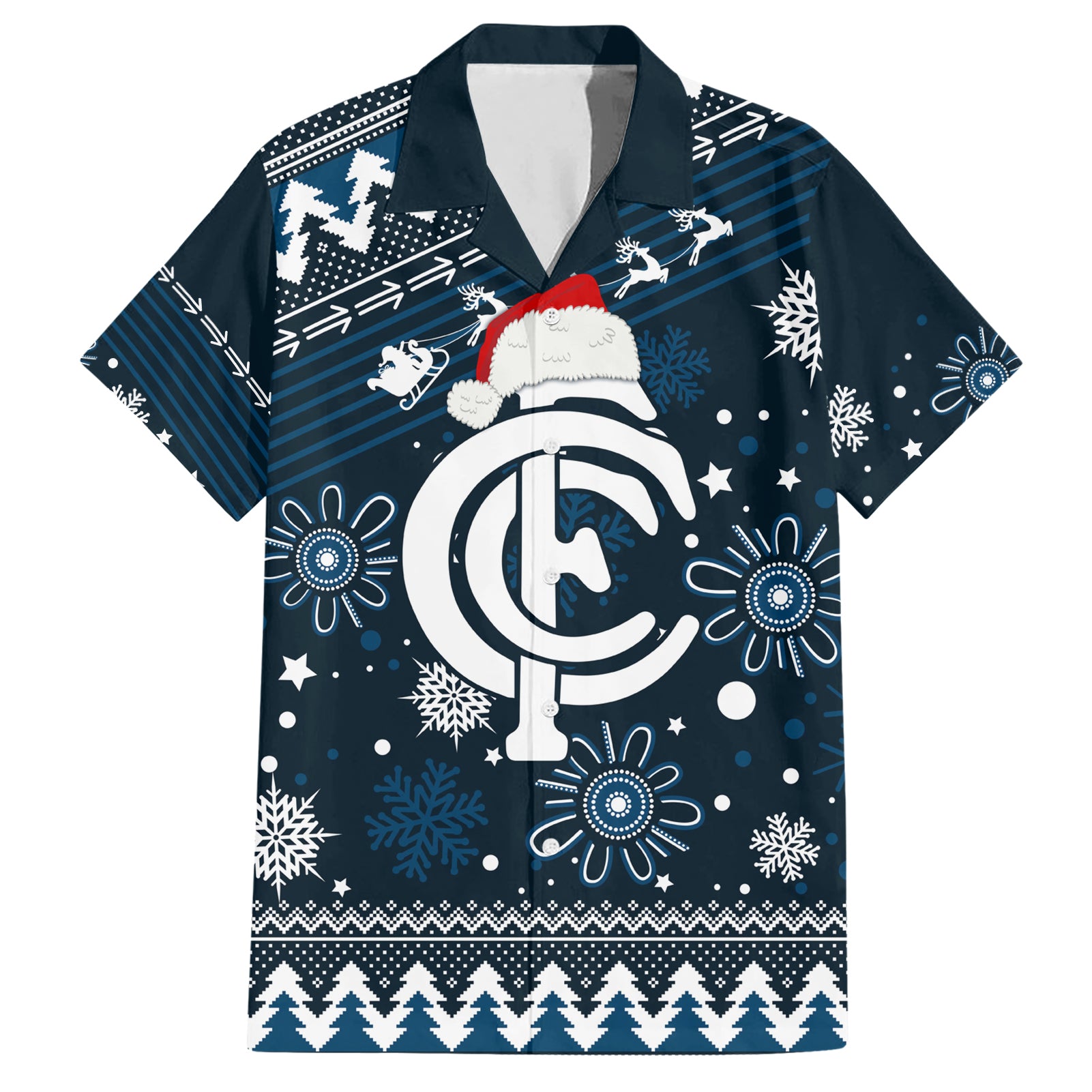 Custom Carlton Blues Football Hawaiian Shirt Christmas Vibe 2023 - Vibe Hoodie Shop