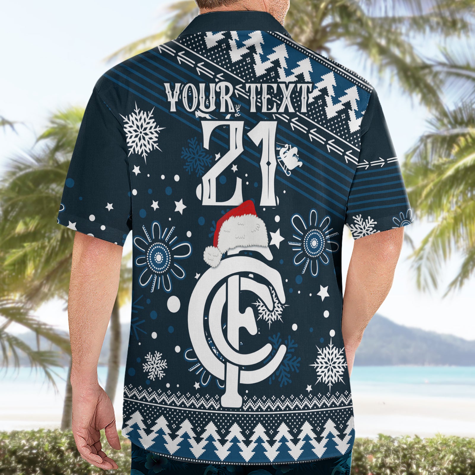 Custom Carlton Blues Football Hawaiian Shirt Christmas Vibe 2023 - Vibe Hoodie Shop