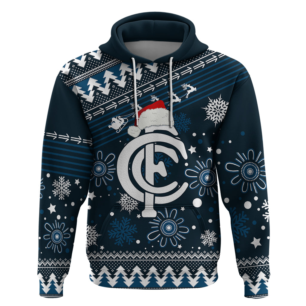 Custom Carlton Blues Football Hoodie Christmas Vibe 2023 LT9 - Vibe Hoodie Shop