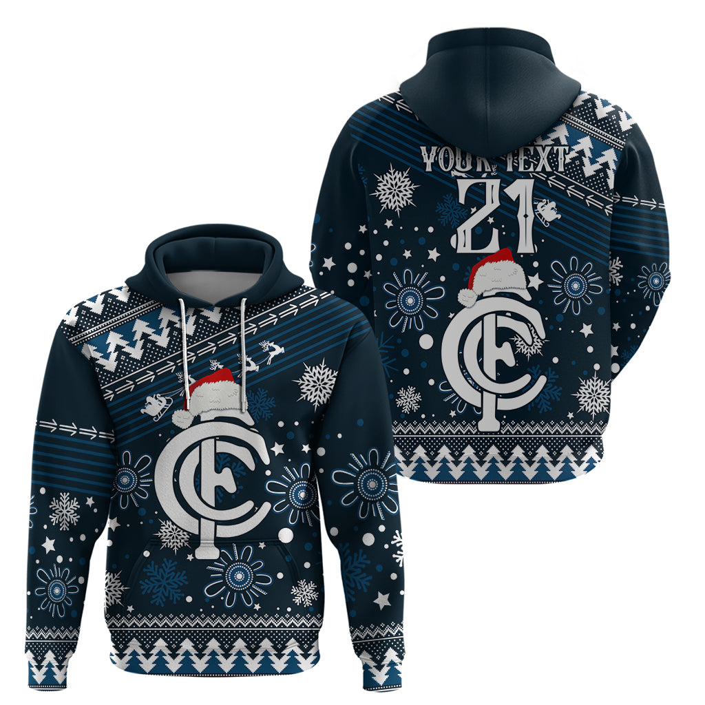 Custom Carlton Blues Football Hoodie Christmas Vibe 2023 LT9 - Vibe Hoodie Shop