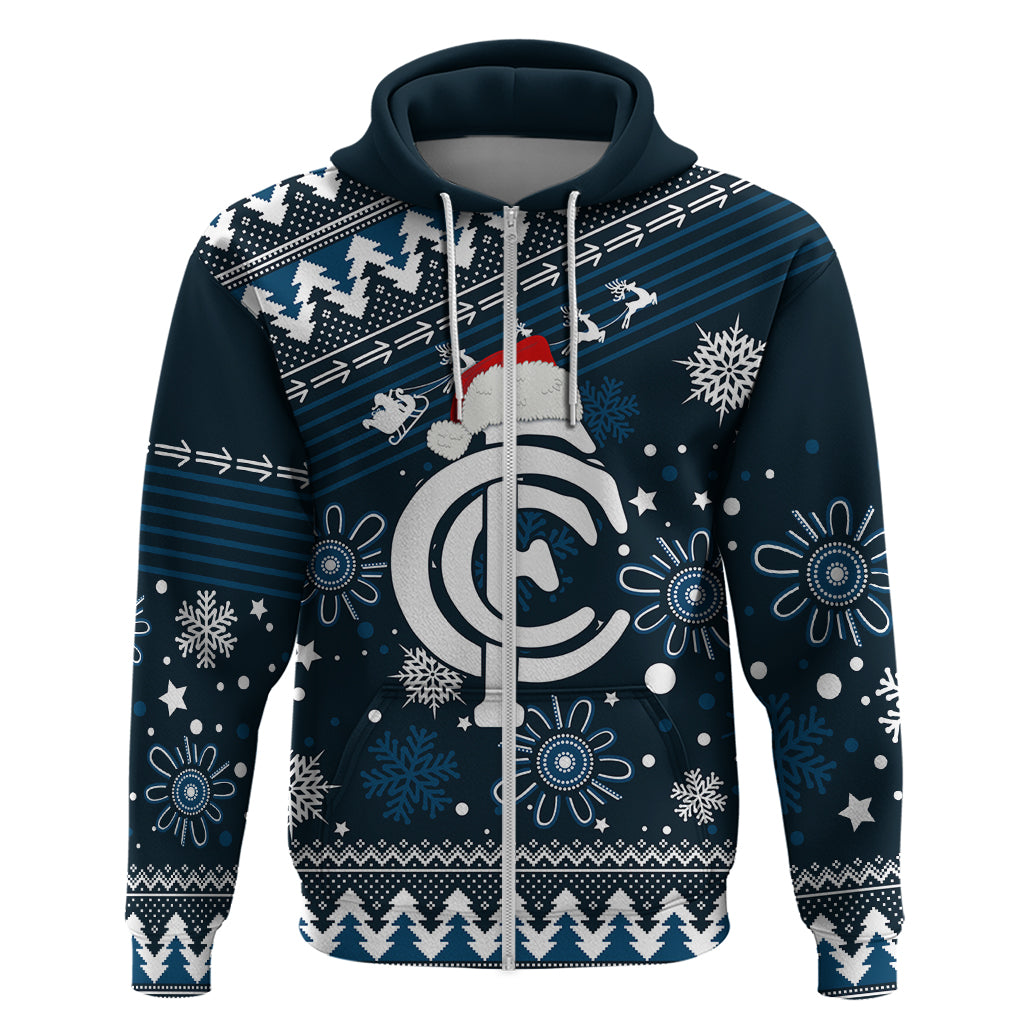 Custom Carlton Blues Football Hoodie Christmas Vibe 2023 LT9 - Vibe Hoodie Shop
