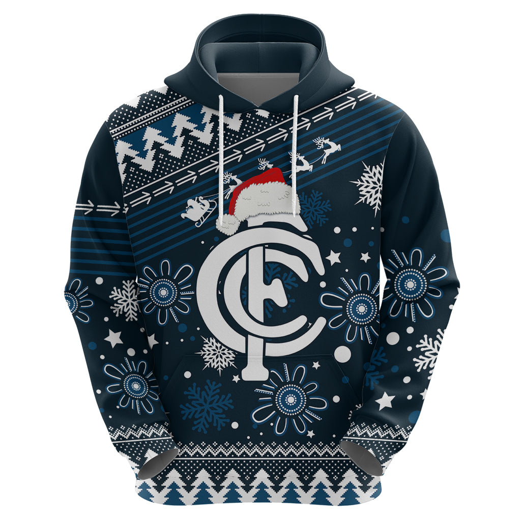 Custom Carlton Blues Football Hoodie Christmas Vibe 2023 LT9 - Vibe Hoodie Shop