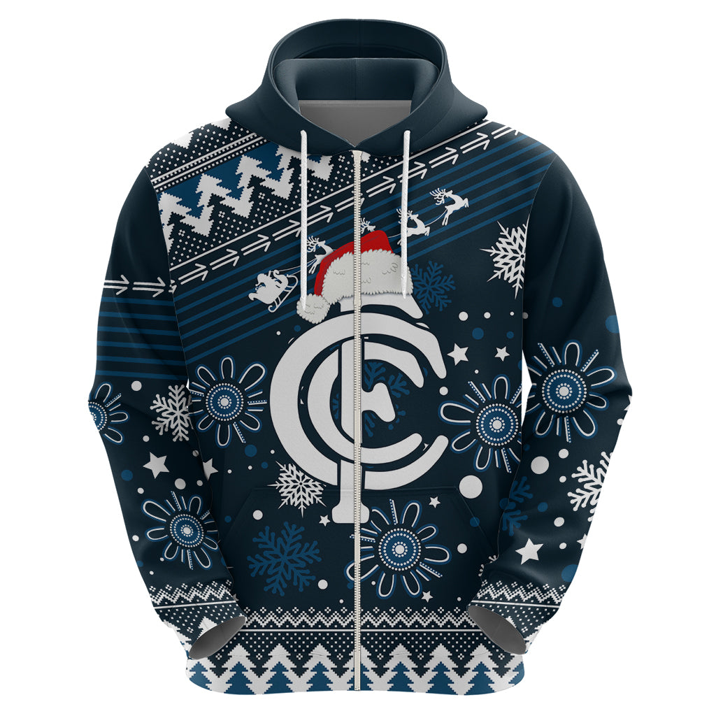 Custom Carlton Blues Football Hoodie Christmas Vibe 2023 LT9 - Vibe Hoodie Shop