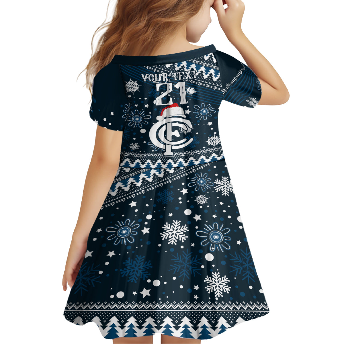 Custom Carlton Blues Football Kid Short Sleeve Dress Christmas Vibe 2023 - Vibe Hoodie Shop