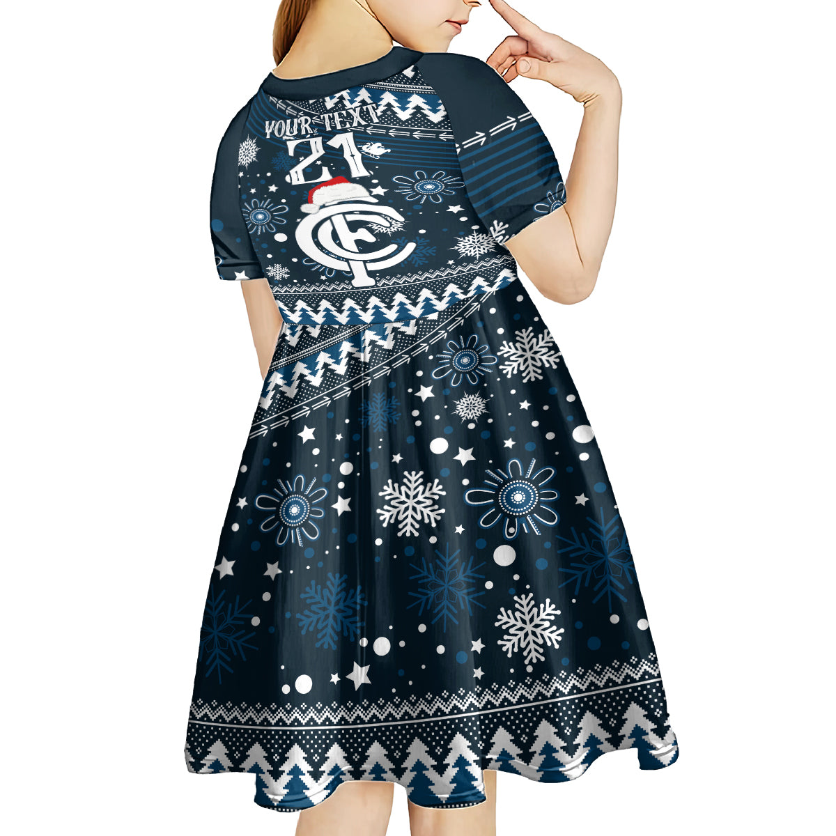 Custom Carlton Blues Football Kid Short Sleeve Dress Christmas Vibe 2023 - Vibe Hoodie Shop