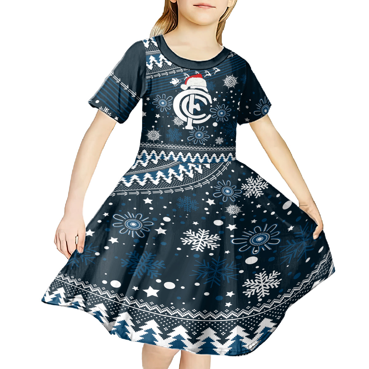 Custom Carlton Blues Football Kid Short Sleeve Dress Christmas Vibe 2023 - Vibe Hoodie Shop