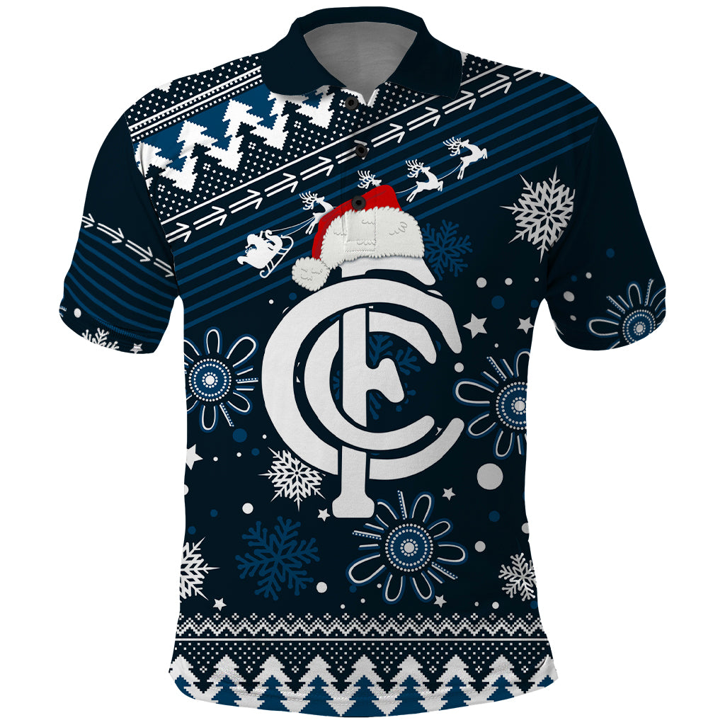 Custom Carlton Blues Football Polo Shirt Christmas Vibe 2023 LT9 - Vibe Hoodie Shop