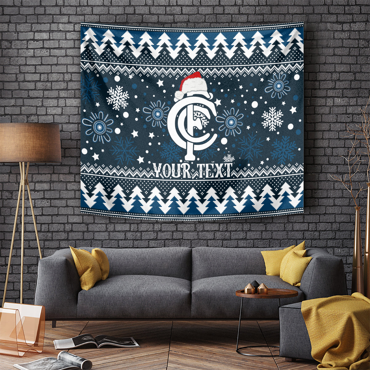 Custom Carlton Blues Football Tapestry Christmas Vibe 2023 - Vibe Hoodie Shop