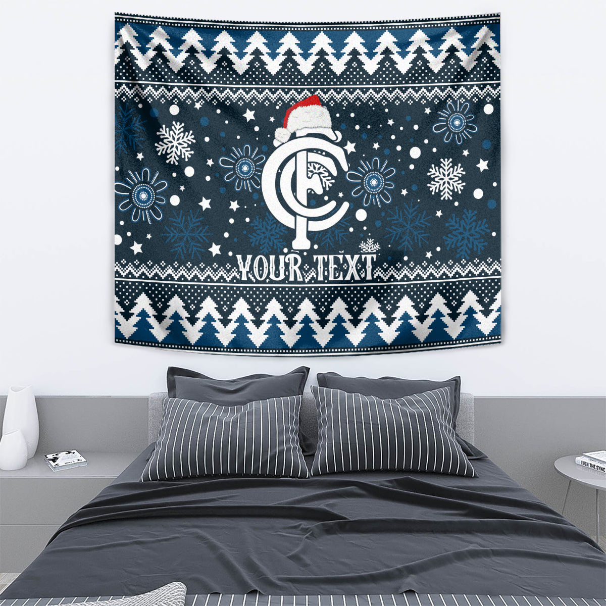 Custom Carlton Blues Football Tapestry Christmas Vibe 2023 - Vibe Hoodie Shop